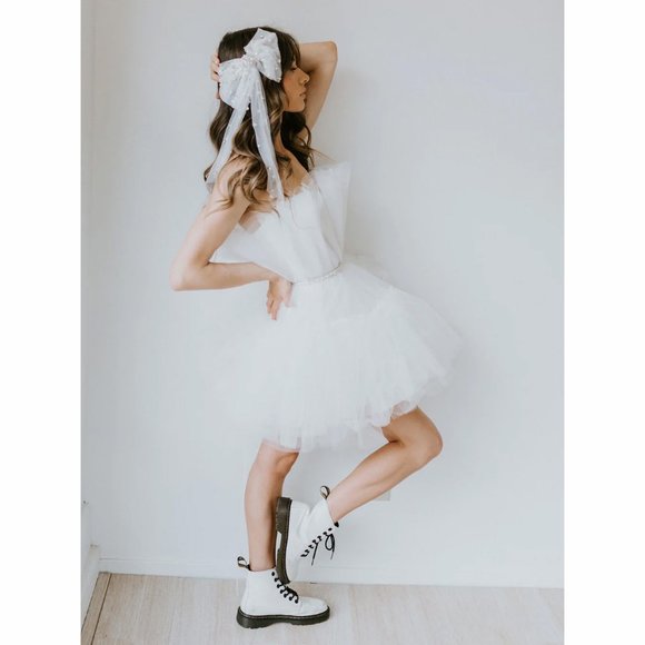 NWT Untamed Petals Millie Mini Gown - White Tulle Sleeveless Mini Dress sz S - Picture 2 of 10